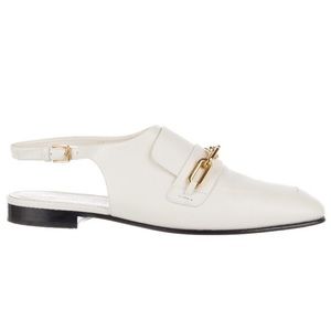 BURBERRY WHITE MULE FLATS WITH GOLD CHAIN NEW W/O BOX SIZE 37 7
